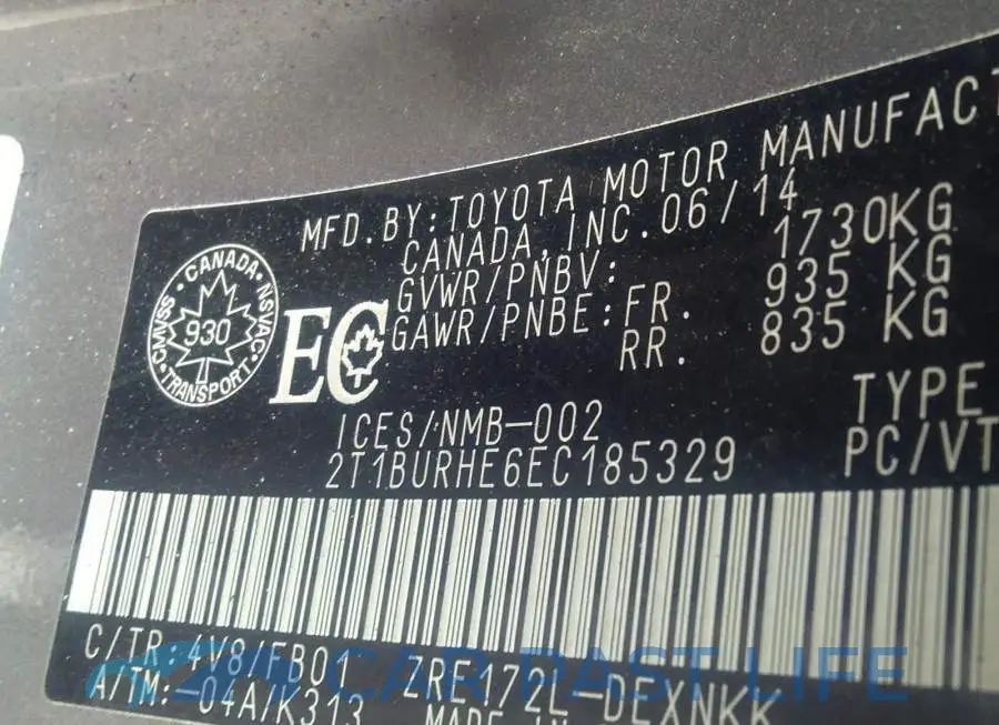 2T1BURHE6EC185329# 9