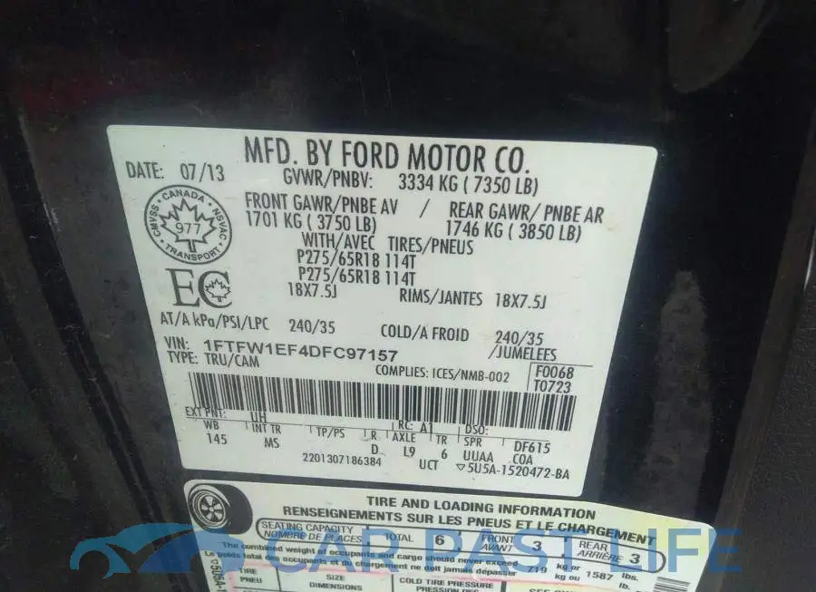1FTFW1EF4DFC97157# 9