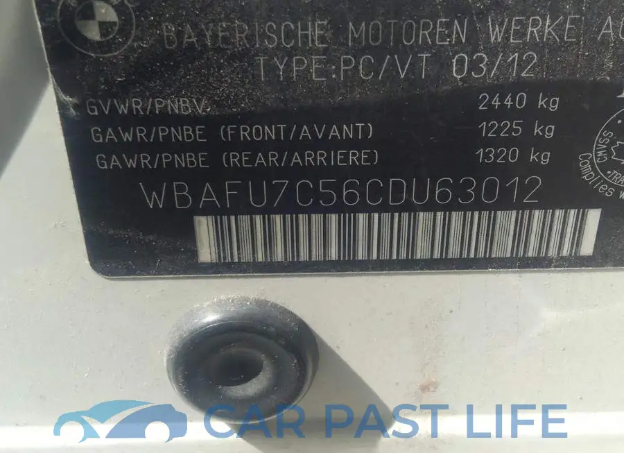 WBAFU7C56CDU63012# 9