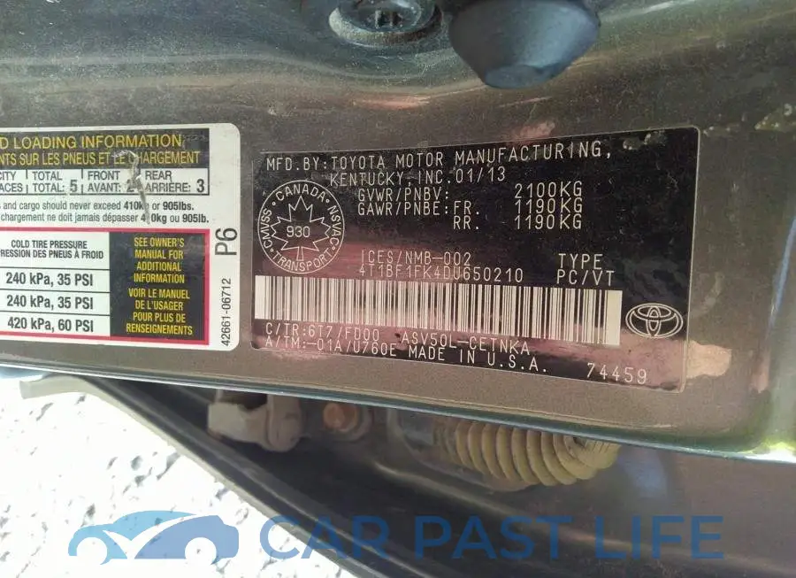 4T1BF1FK4DU650210# 9