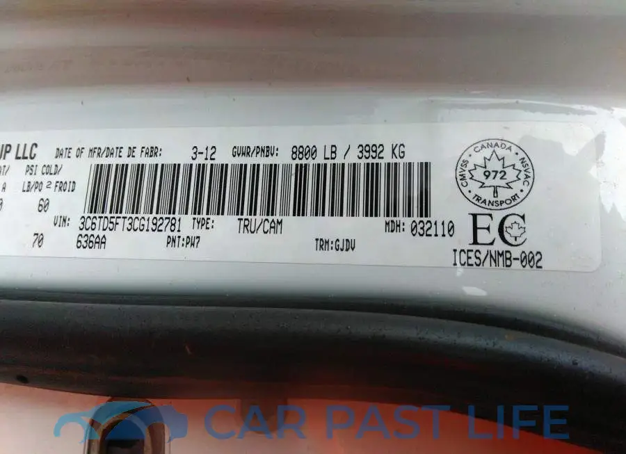 3C6TD5FT3CG192781# 9