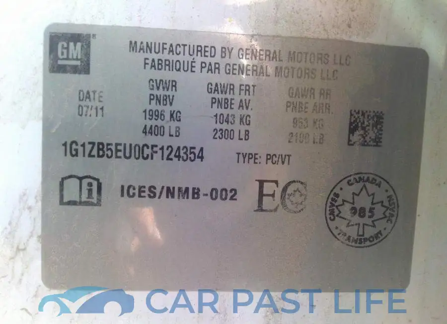 1G1ZB5EU0CF124354# 9