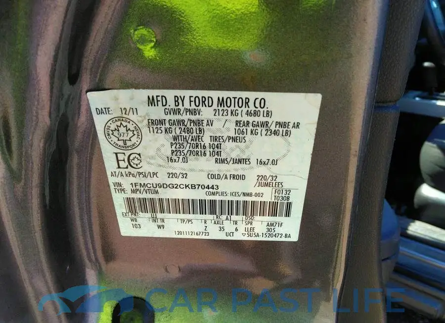 1FMCU9DG2CKB70443# 9