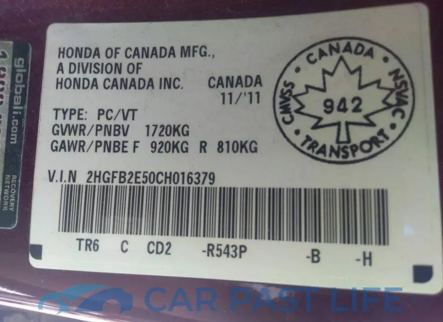 2HGFB2E50CH016379# 9