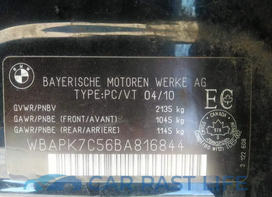 WBAPK7C56BA816844# 9