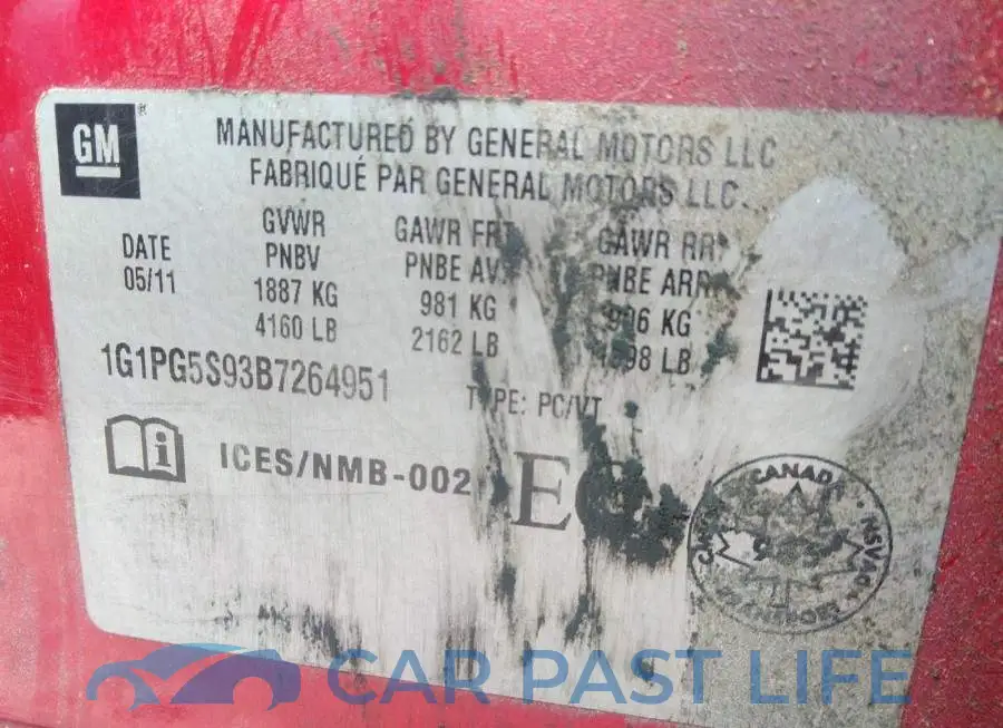 1G1PG5S93B7264951# 9