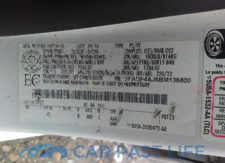 3FADP4AJ6BM136800# 9