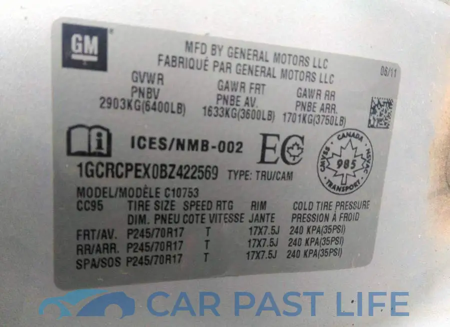 1GCRCPEX0BZ422569# 9