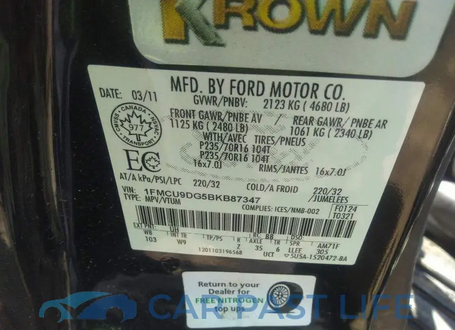 1FMCU9DG5BKB87347# 9