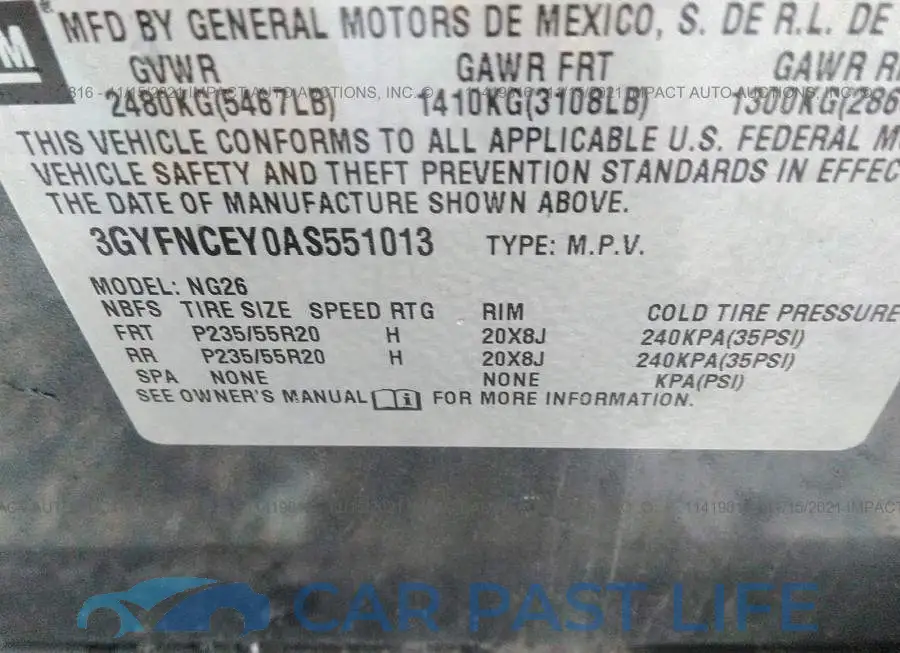 3GYFNCEY0AS551013# 9