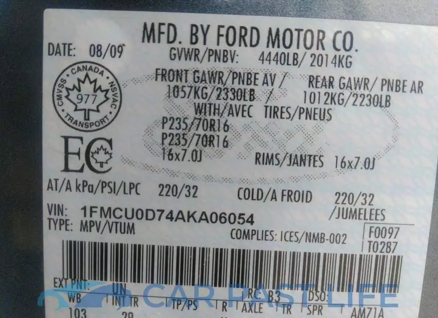1FMCU0D74AKA06054# 9