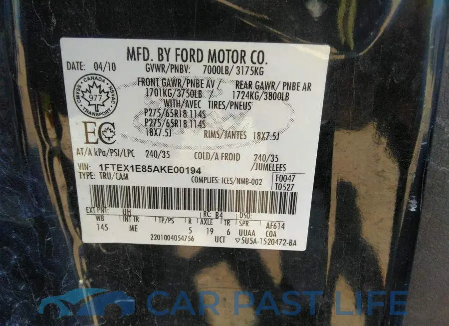 1FTEX1E85AKE00194# 9
