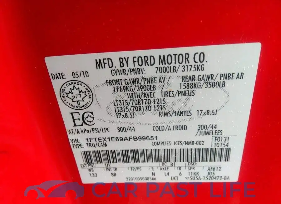 1FTEX1E69AFB99651# 9