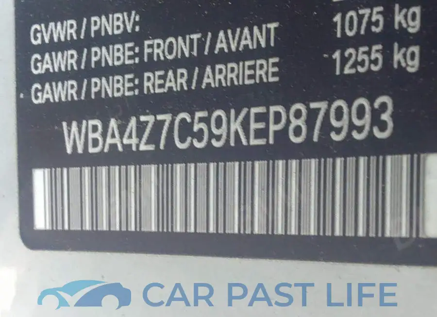 WBA4Z7C59KEP87993# 9