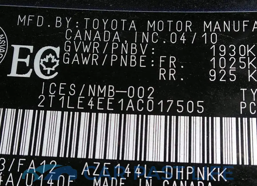 2T1LE4EE1AC017505# 9