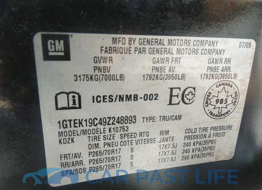1GTEK19C49Z248893# 9