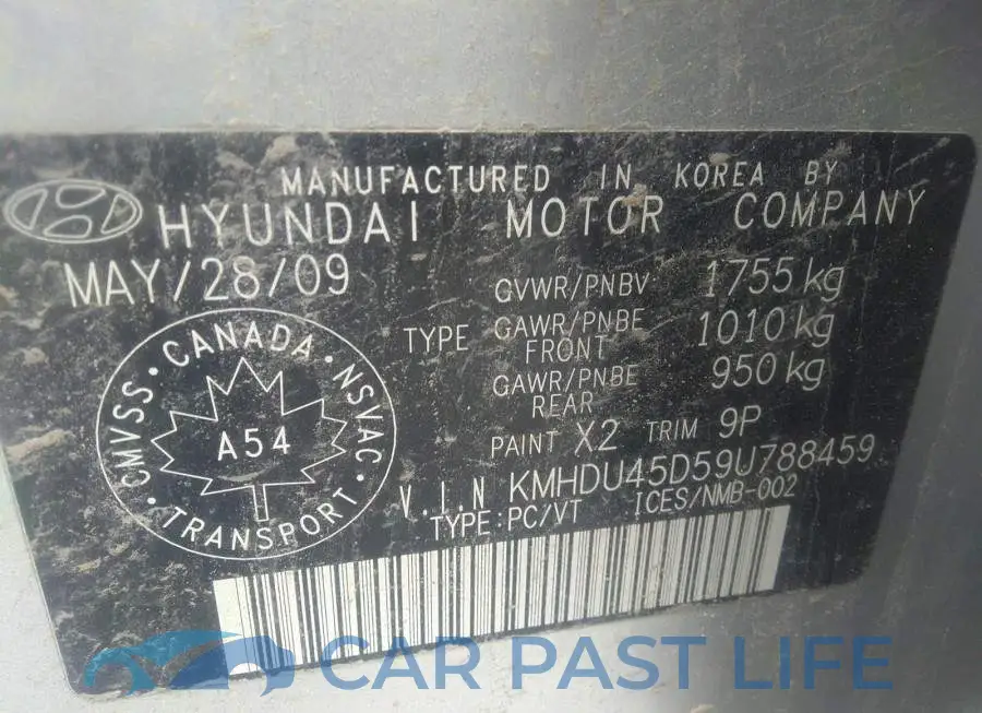 KMHDU45D59U788459# 9