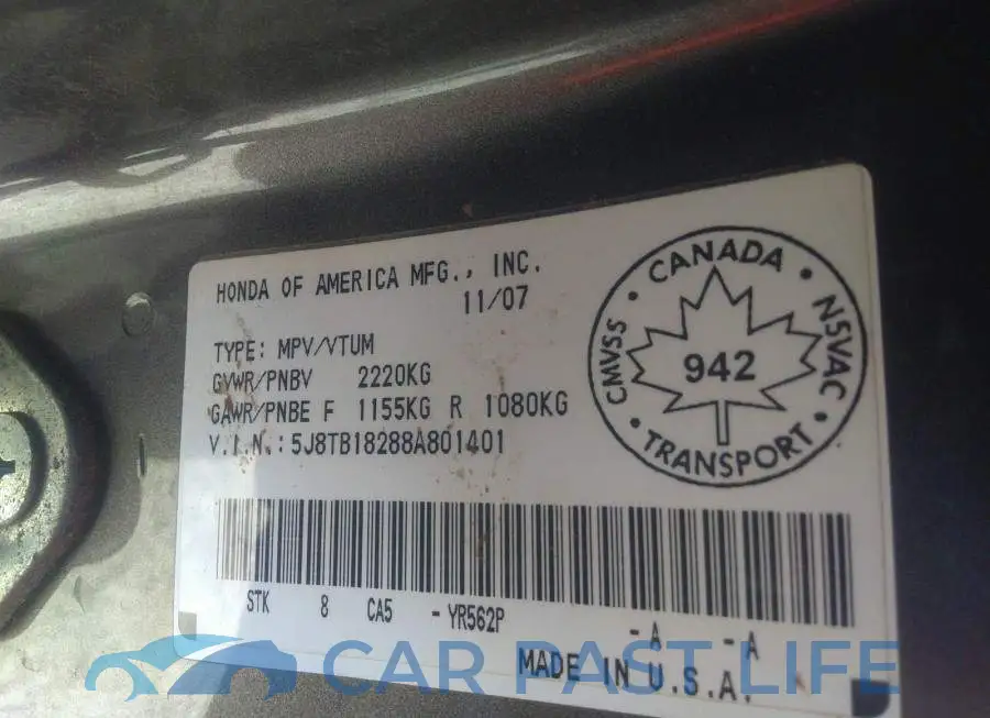 5J8TB18288A801401# 9