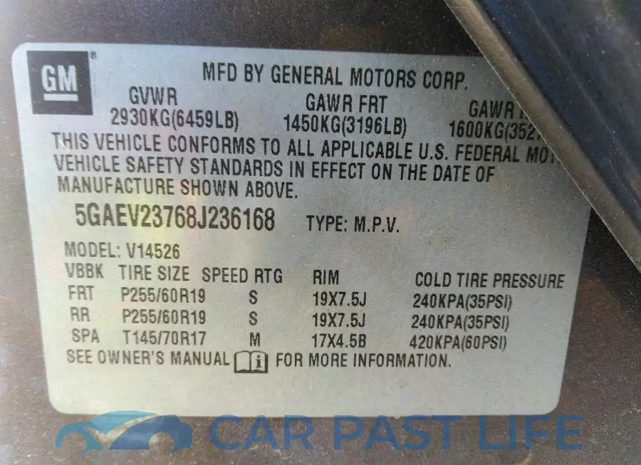 5GAEV23768J236168# 9