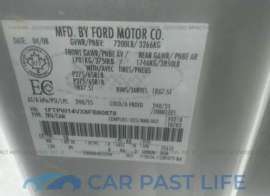 1FTPW14VX8FB80878# 9