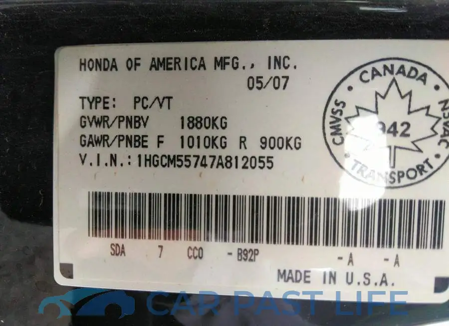 1HGCM55747A812055# 9