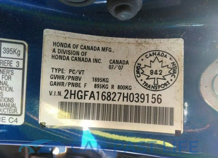 2HGFA16827H039156# 9