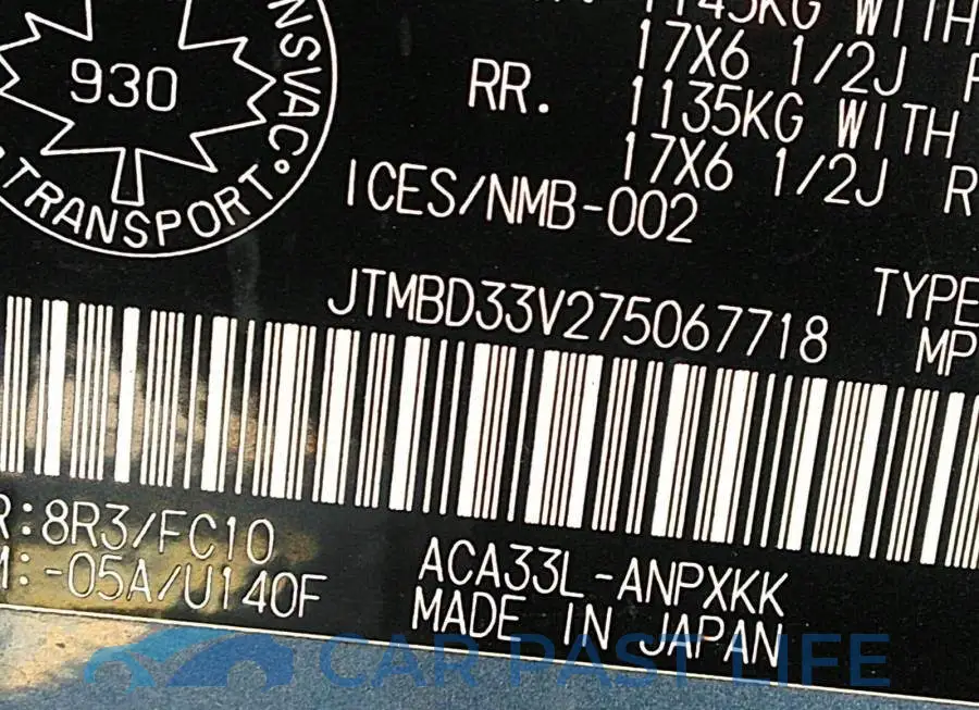 JTMBD33V275067718# 9