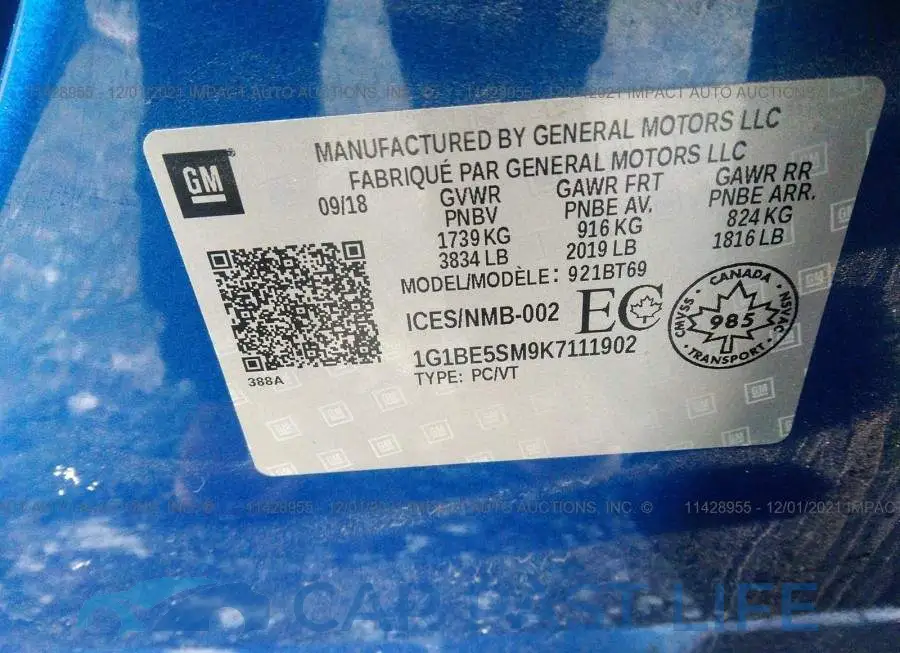 1G1BE5SM9K7111902# 9