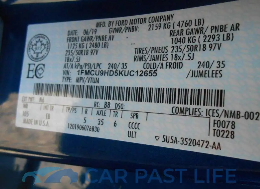 1FMCU9HD5KUC12655# 9