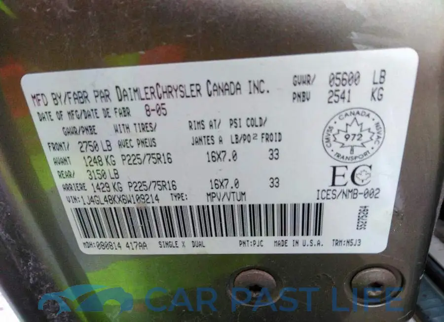 1J4GL48KX6W109214# 9