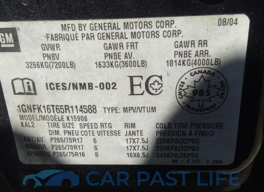 1GNFK16T65R114588# 9