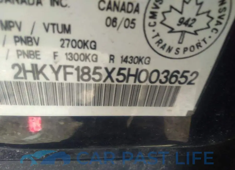 2HKYF185X5H003652# 9