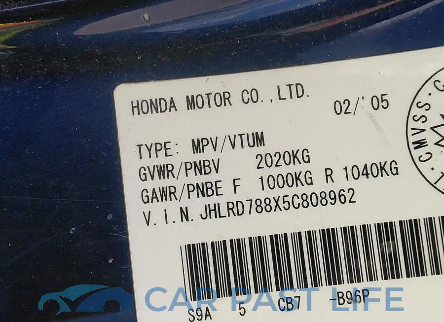 JHLRD788X5C808962# 9