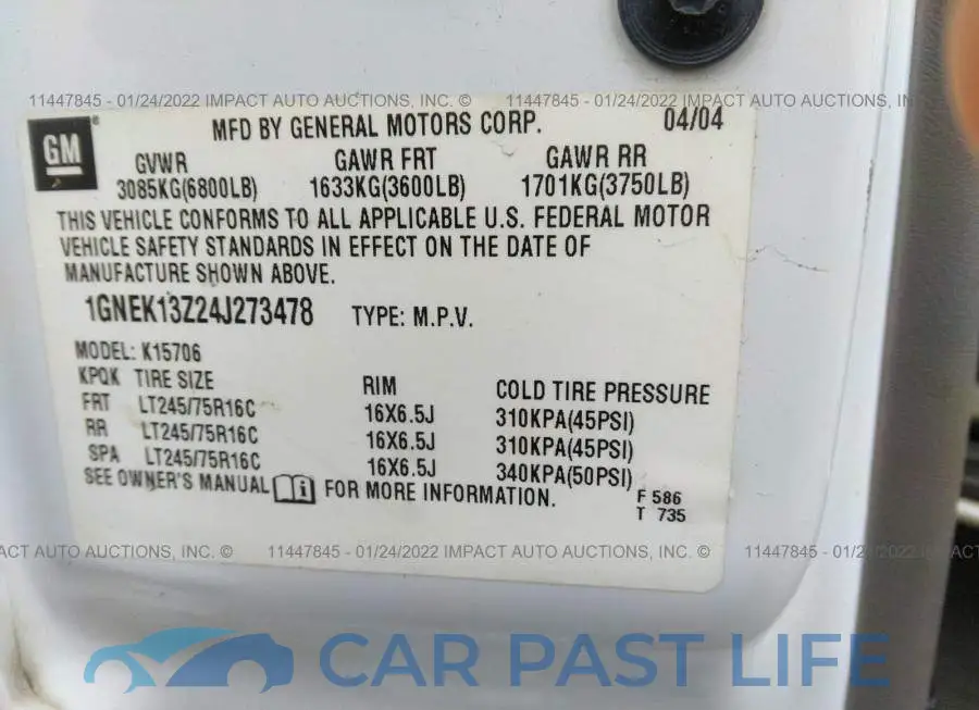 1GNEK13Z24J273478# 9