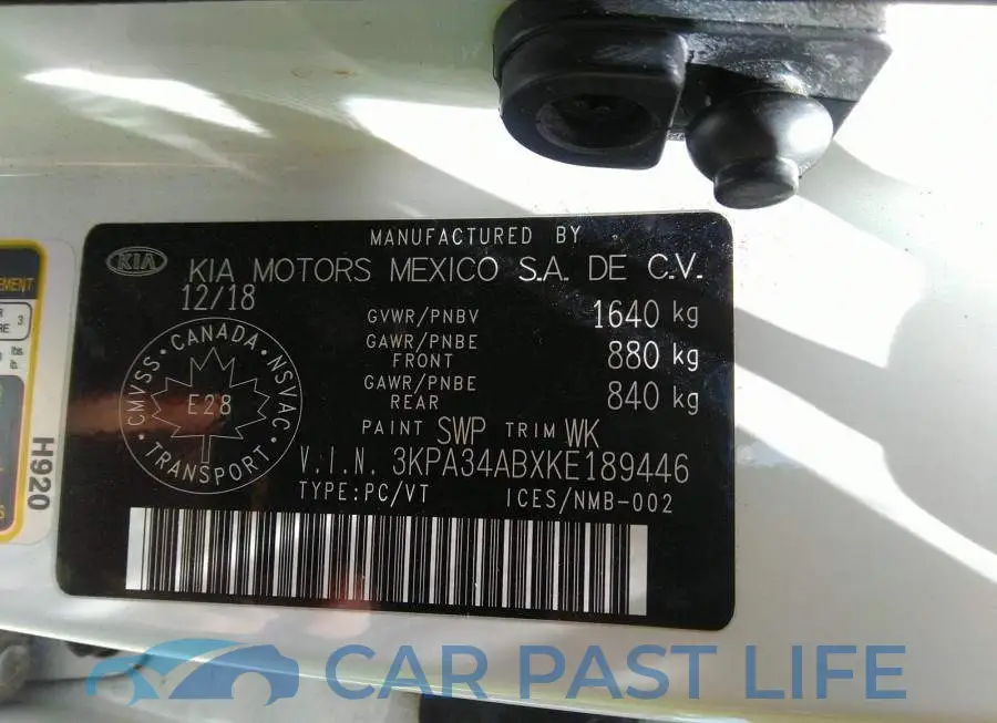 3KPA34ABXKE189446# 9