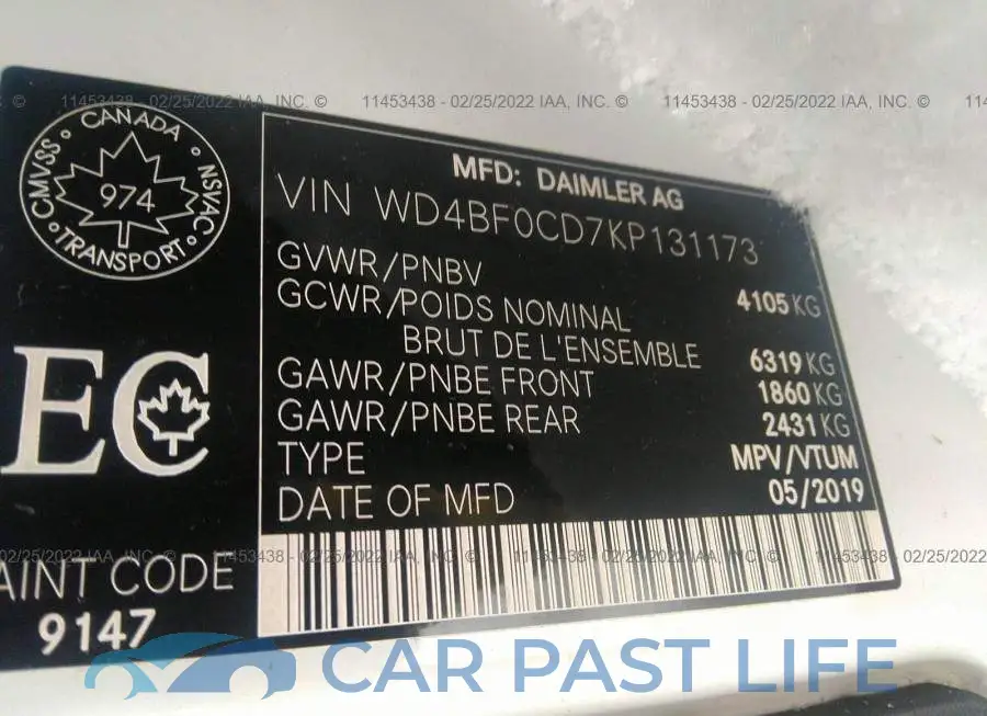 WD4BF0CD7KP131173# 9