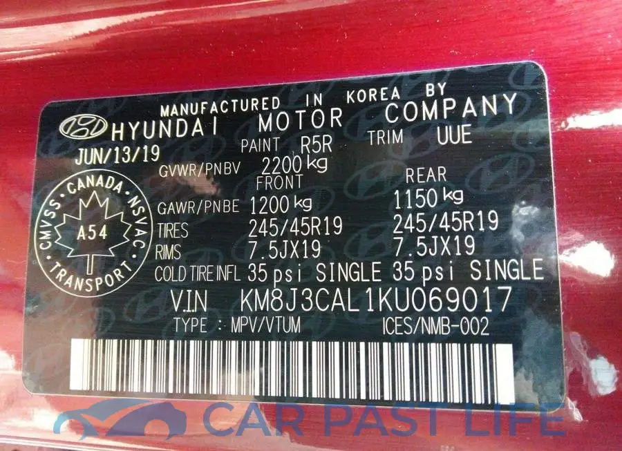KM8J3CAL1KU069017# 9