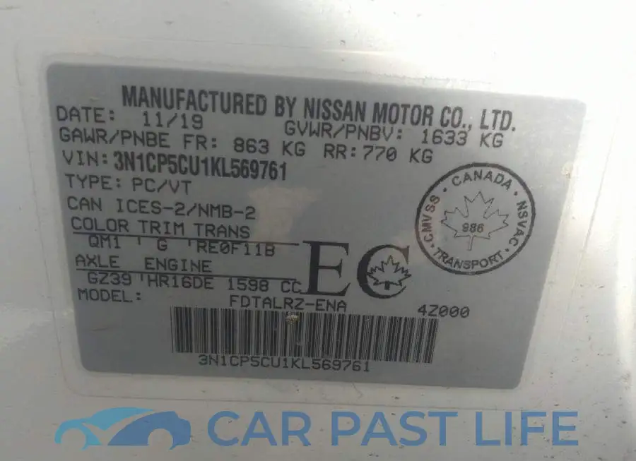 3N1CP5CU1KL569761# 9