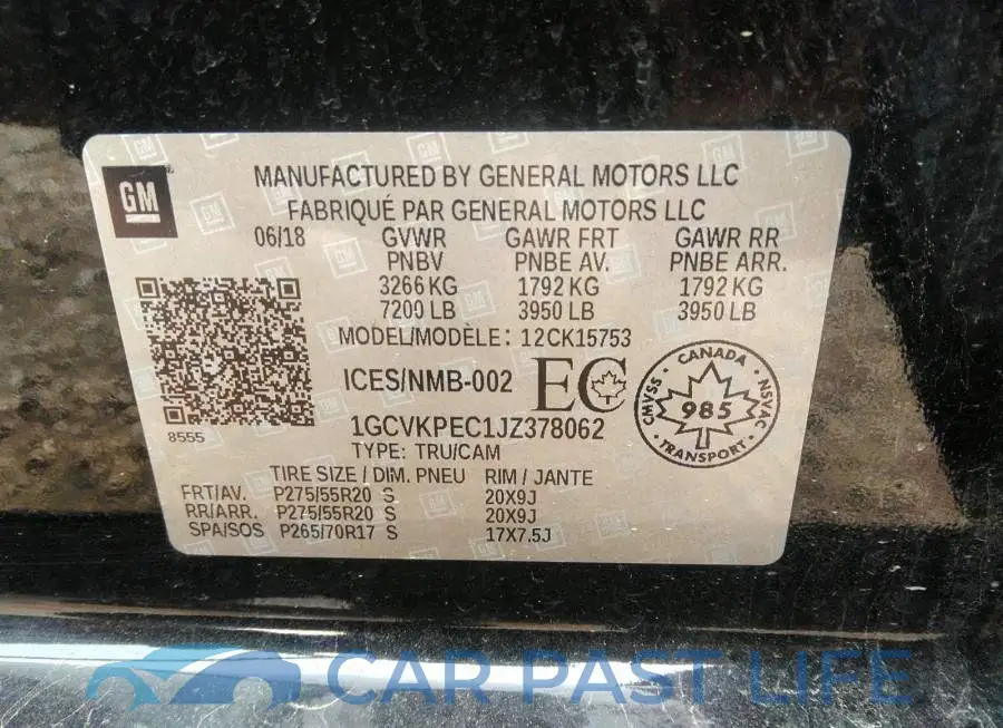 1GCVKPEC1JZ378062# 9