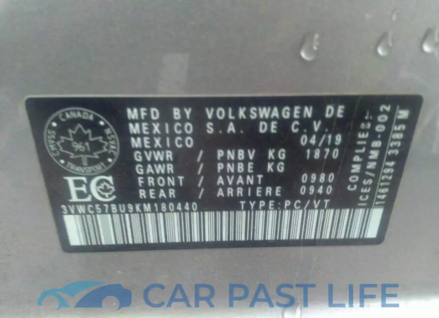 3VWC57BU9KM180440# 9