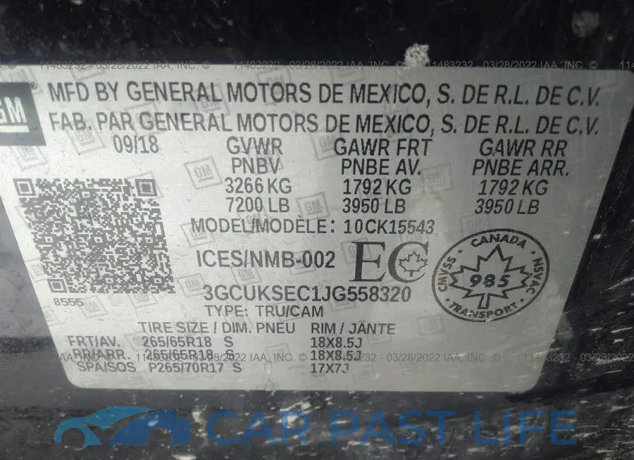 3GCUKSEC1JG558320# 9