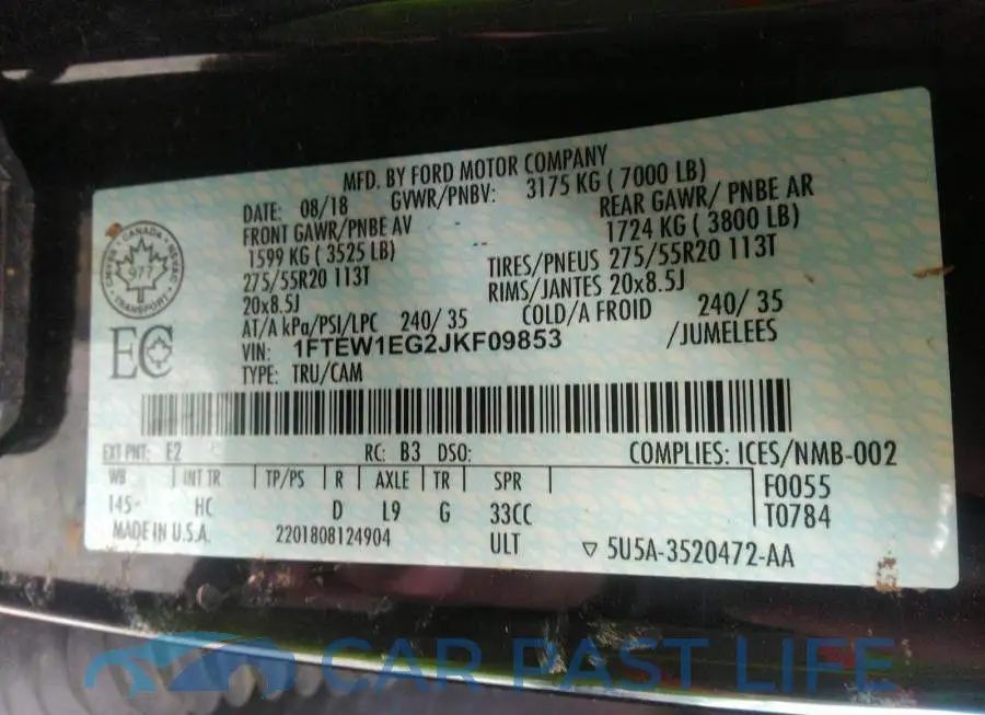 1FTEW1EG2JKF09853# 9