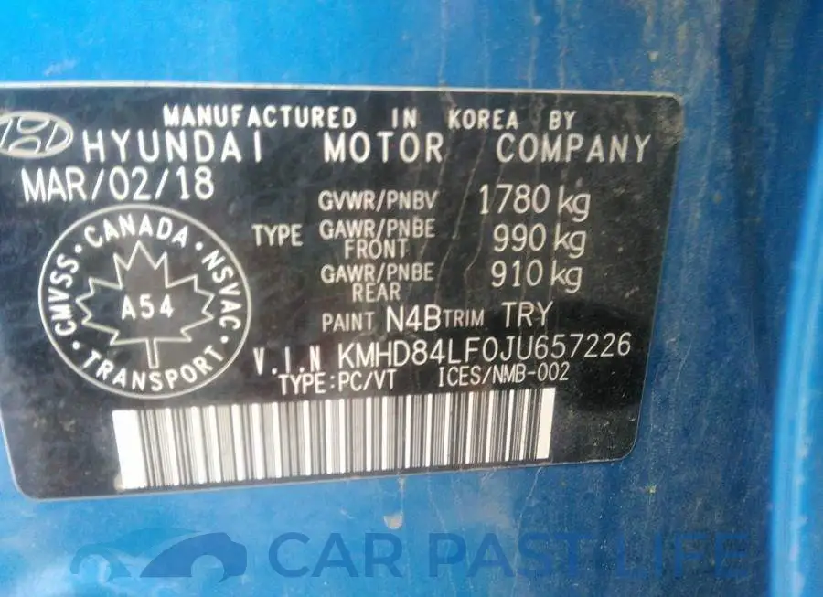 KMHD84LF0JU657226# 9