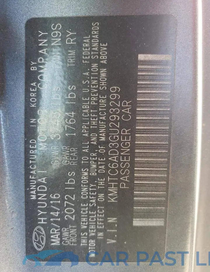 KMHTC6AD3GU293299# 10