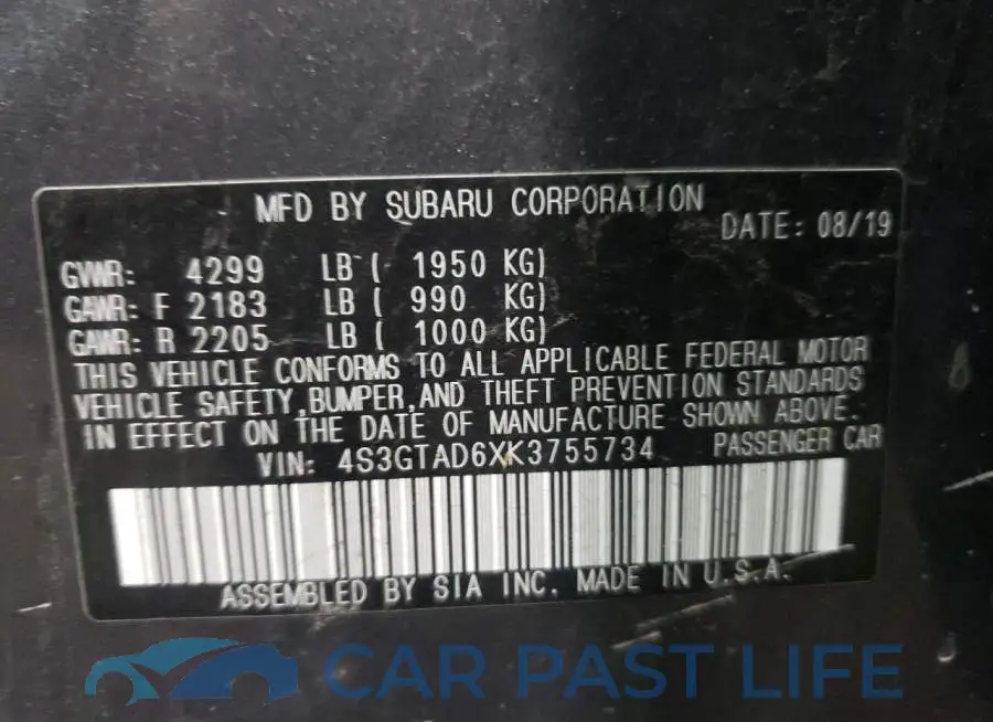4S3GTAD6XK3755734# 10