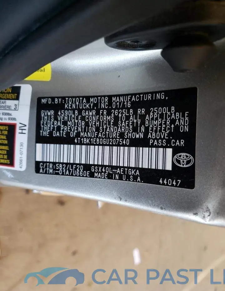 4T1BK1EB0GU207540# 10