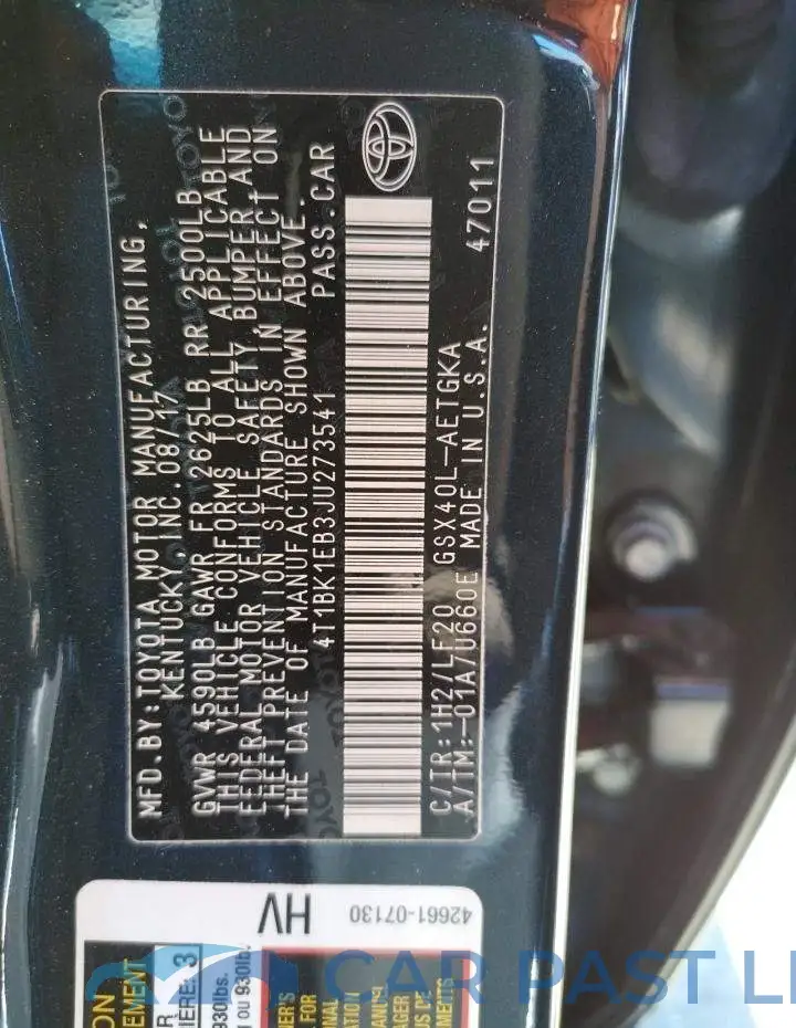 4T1BK1EB3JU273541# 10