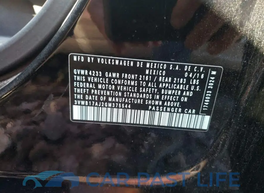 3VWB17AJ2GM375544# 10