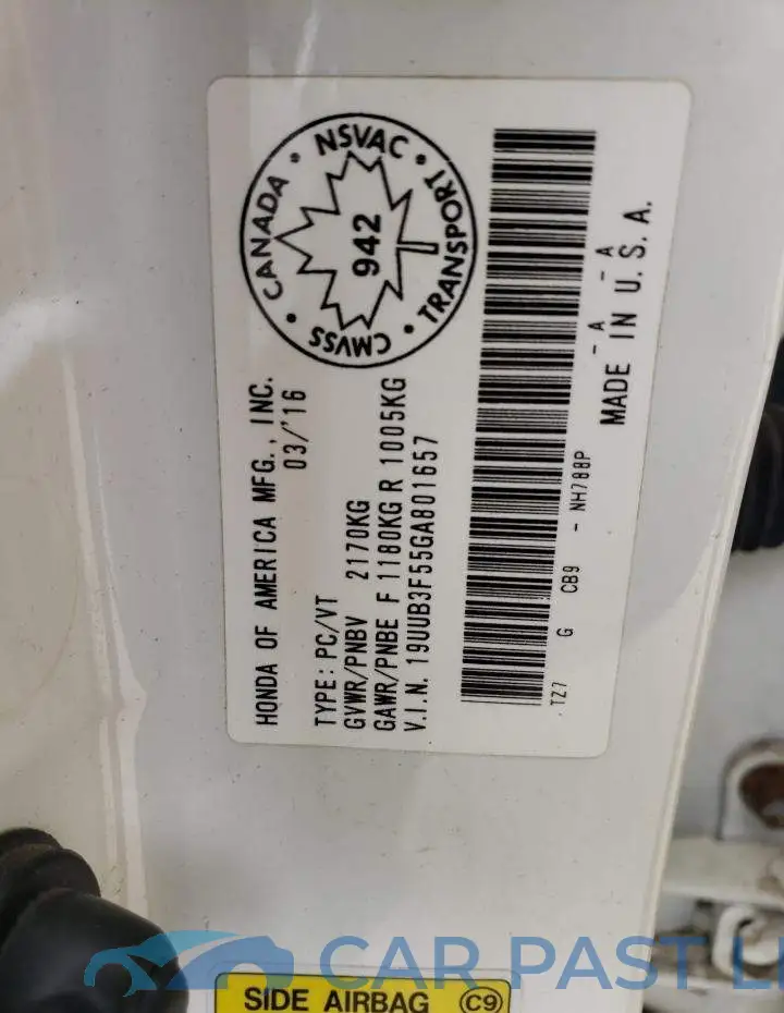19UUB3F55GA801657# 10
