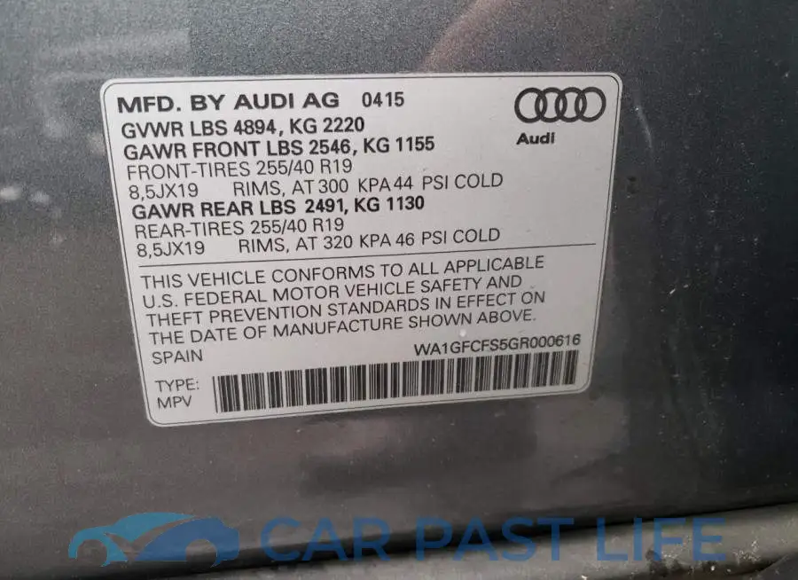 WA1GFCFS5GR000616# 10